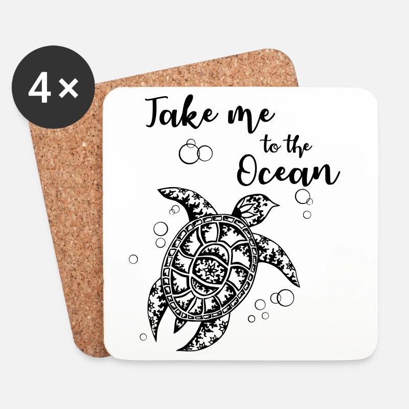 Take me to the Ocean - Schildkröte - Untersetzer (4er-Set) - Weiß