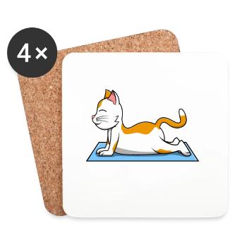 Katze Yoga - Untersetzer (4er-Set) - Weiß - Vorne