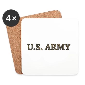 Police de caractères de camouflage militaire Typo - Dessous de verre (lot de 4) - blanc - Devant
