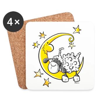 Schaf im Mond - Untersetzer (4er-Set) - Weiß - Vorne