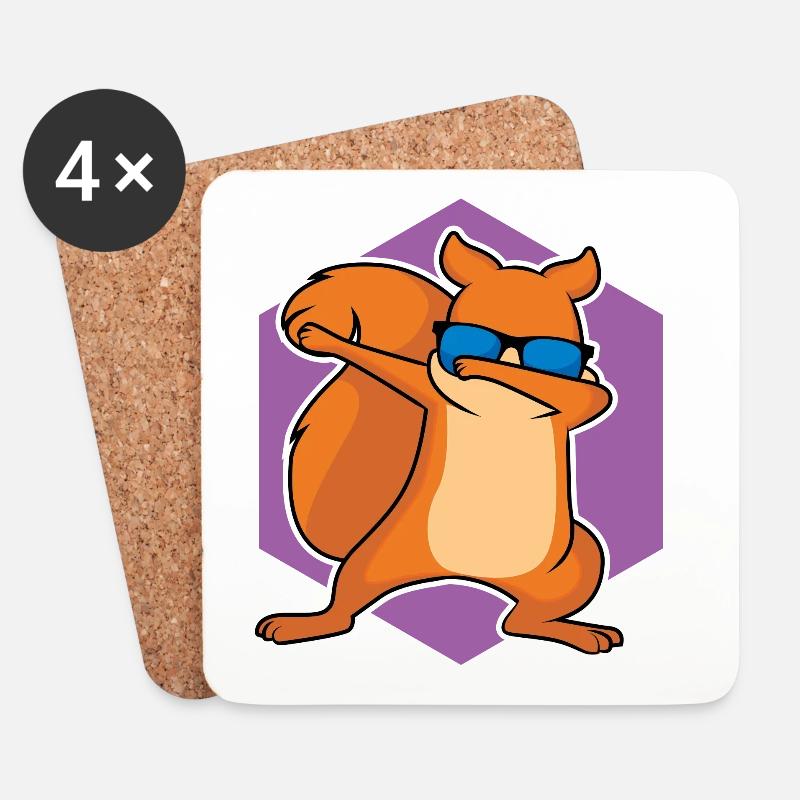 Tanzendes Eichhörnchen - Untersetzer (4er-Set) - Weiß