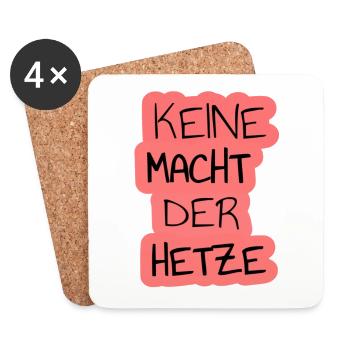 Keine Macht der Hetze Digital Wort Art - Untersetzer (4er-Set) - Weiß - Vorne