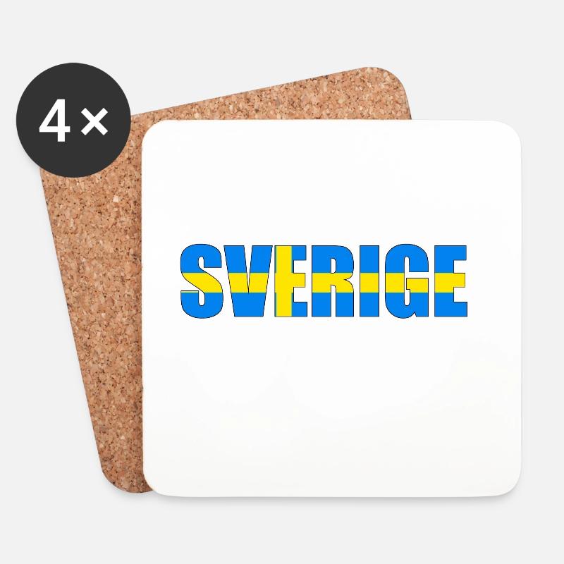 Schweden Flaggenbuchstaben - Untersetzer (4er-Set) - Weiß