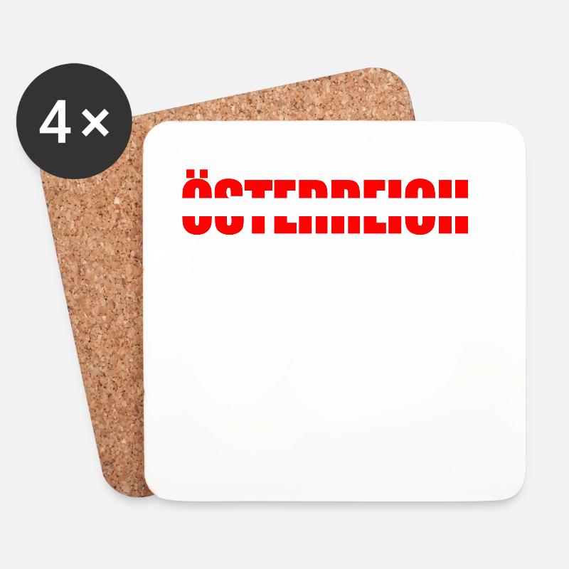 Österreich Flaggenkunst - Untersetzer (4er-Set) - Weiß