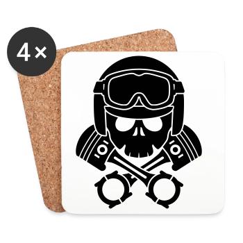 kolben schädel helm - Untersetzer (4er-Set) - Weiß - Vorne
