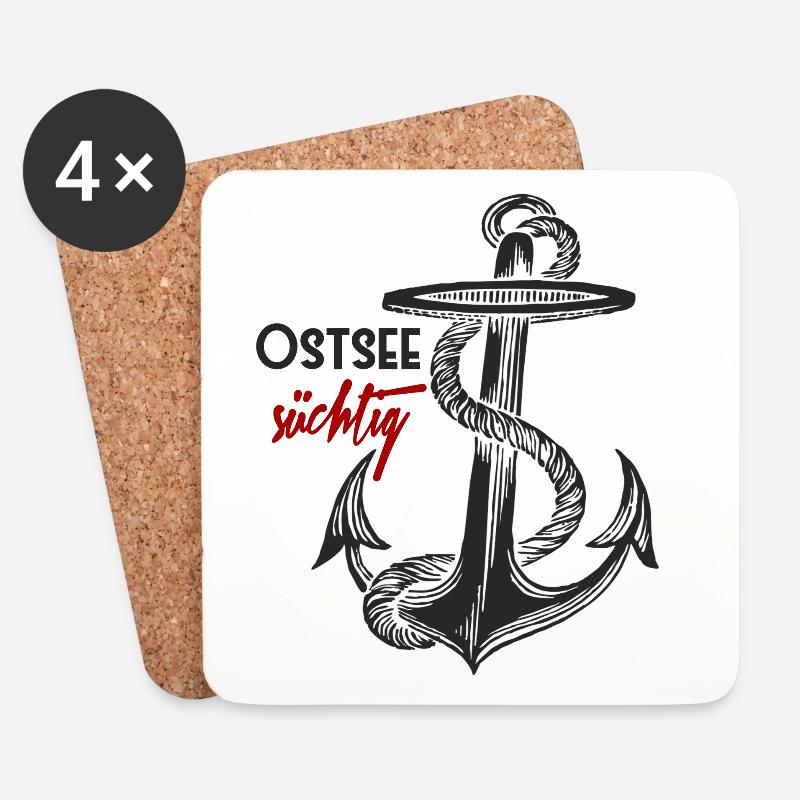 Ostsee-süchtig - Anker - Untersetzer (4er-Set) - Weiß