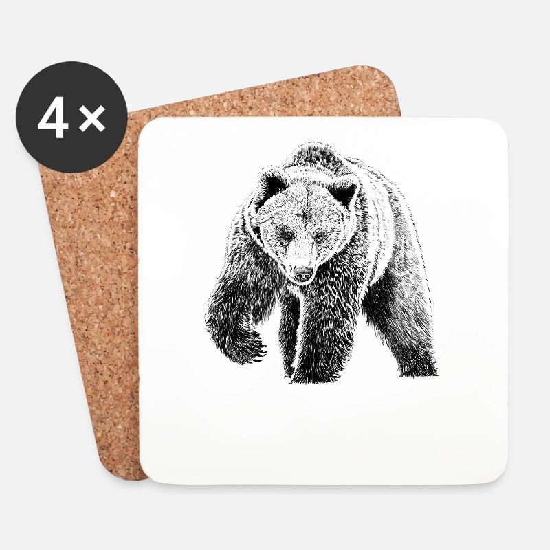 Bär - Untersetzer (4er-Set) - Weiß