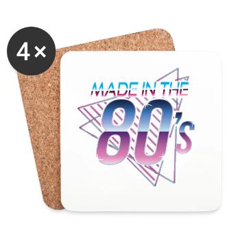 Anniversaire Années 80 Né dans les années 80 Années 80 - Dessous de verre (lot de 4) - blanc - Devant