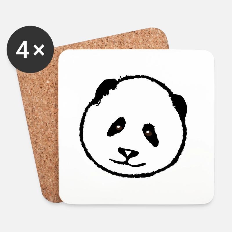 Panda Tiermotiv - Untersetzer (4er-Set) - Weiß