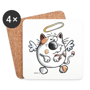 Ange gardien chat - Dessous de verre (lot de 4) - blanc - Devant