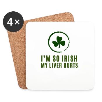 I’m So Irish My Liver Hurts Shamrock - Coasters (set of 4) - white - Front