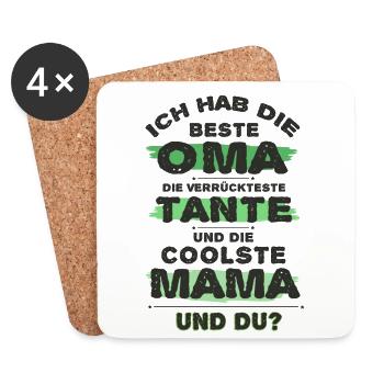 Beste Oma Verrückteste Tante Coolste Mama - Untersetzer (4er-Set) - Weiß - Vorne