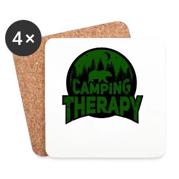 Cadeau de thérapie de nuit pour campeur dans la forêt - Dessous de verre (lot de 4) - blanc - Devant