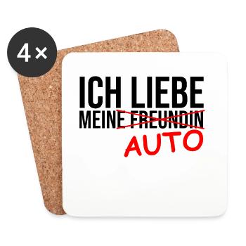  ICH LIEBE AUTO Design - T-Shirt für Autofans - Untersetzer (4er-Set) - Weiß - Vorne