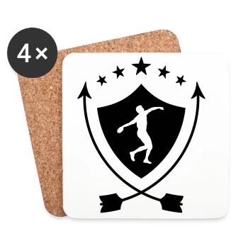 Lancer de Disque / Poids / Javelot / Marteau - Dessous de verre (lot de 4) - blanc - Devant