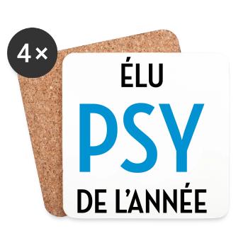 Psychologue / Psychiatre / Travail / Psychanalyste - Dessous de verre (lot de 4) - blanc - Devant