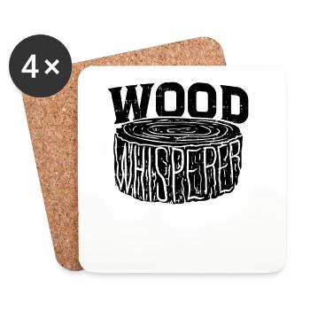 Idée de cadeau d'artisan charpentier en bois - Dessous de verre (lot de 4) - blanc - Devant