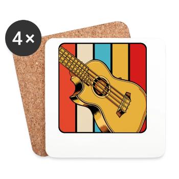 Retro Gitarren-Design mit Farbstreifen - Untersetzer (4er-Set) - Weiß - Vorne