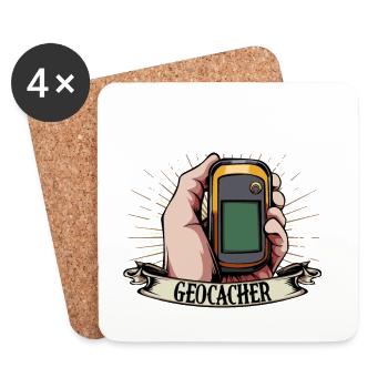 Geocacher Spruch GPS Held - Untersetzer (4er-Set) - Weiß - Vorne
