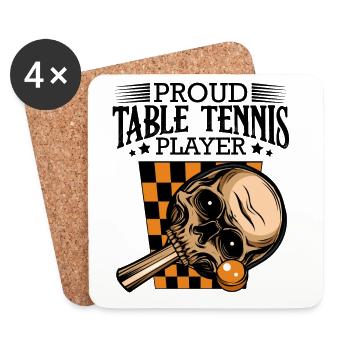 Schädel-Tennis-Design im Schwarz - Untersetzer (4er-Set) - Weiß - Vorne