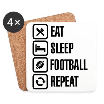 Eat Sleep American Football Repeat - Coasters (set of 4) - white - Front