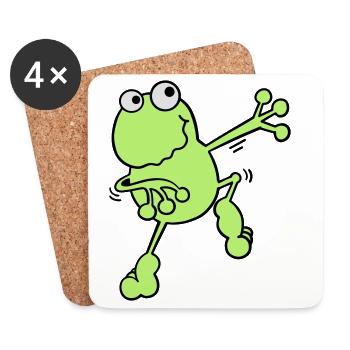 Tanzender Frosch - Untersetzer (4er-Set) - Weiß - Vorne