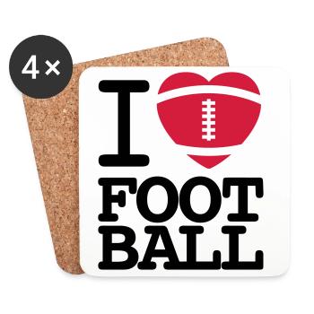 I love football - Untersetzer (4er-Set) - Weiß - Vorne