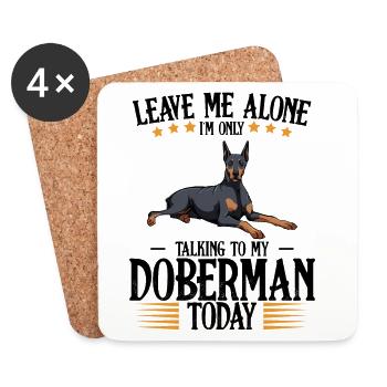 Graphique du doberman avec couronne d’étoiles - Dessous de verre (lot de 4) - blanc - Devant