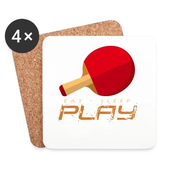 Pingpong Energy: Eat Sleep Play - Coasters (set of 4) - white - Front