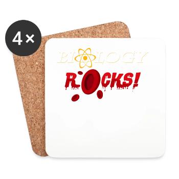 Biologie Rocks: Atomlogo & roter Wortfluss - Untersetzer (4er-Set) - Weiß - Vorne