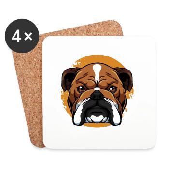 Bulldog Joie de vivre shirt motif - Coasters (set of 4) - white - Front