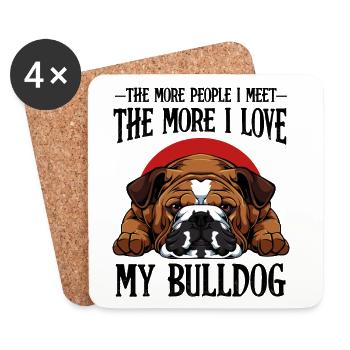 Bulldogkopf Illustration roter Halbkreis - Untersetzer (4er-Set) - Weiß - Vorne