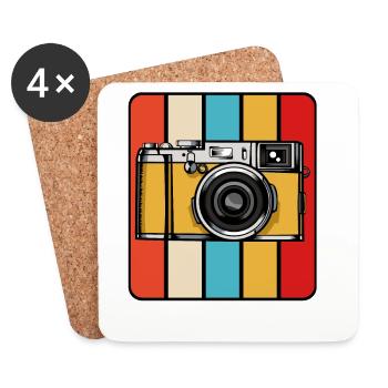 Retro Camera Pop Art Block - Coasters (set of 4) - white - Front