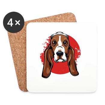 Leben ist besser mit dem Basset Hound - Untersetzer (4er-Set) - Weiß - Vorne