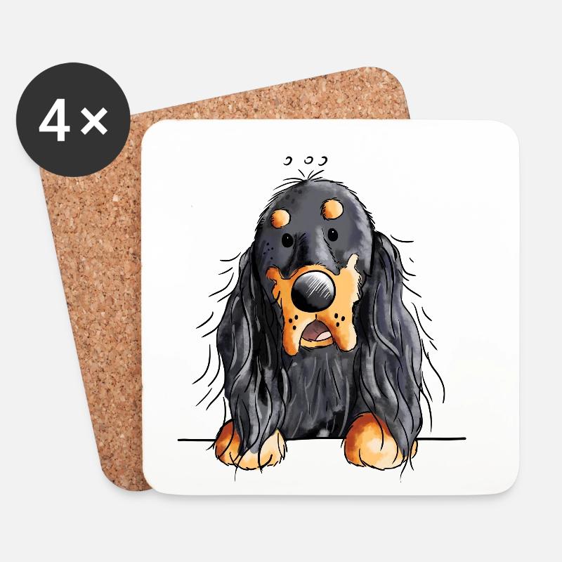 Gordon Setter - Hund - Dog - Comic - Untersetzer (4er-Set) - Weiß