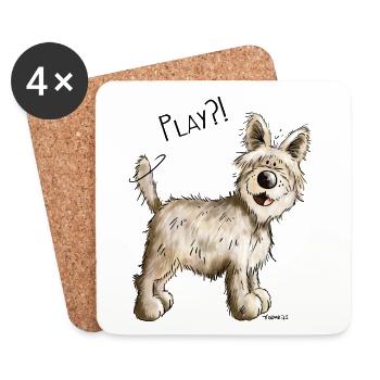 Play Berger Picard - Hund - Dog - Comic - Coasters (set of 4) - white - Front