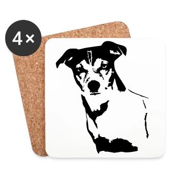 Tête de Jack Russell Terrier - Dessous de verre (lot de 4) - blanc - Devant