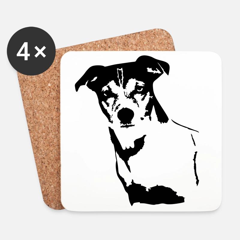 Jack Russell Terrier Kopf - Untersetzer (4er-Set) - Weiß