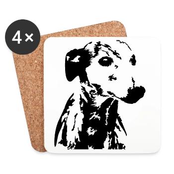 Whippet Kopf - Untersetzer (4er-Set) - Weiß - Vorne