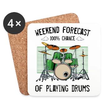 Grünes Drumset Comic-Style - Untersetzer (4er-Set) - Weiß - Vorne