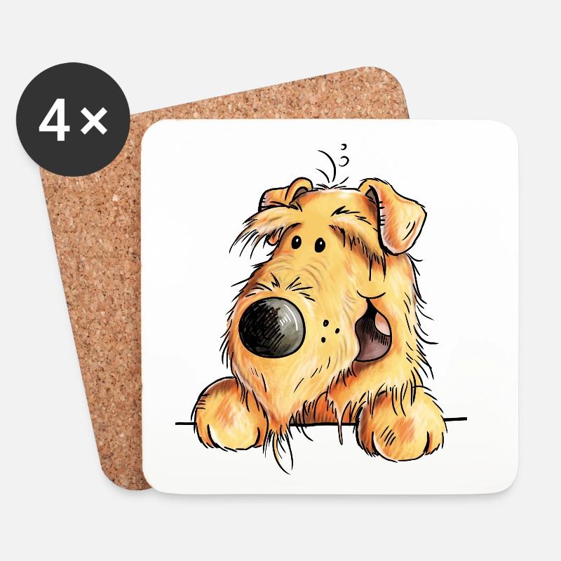 Witziger Airedale Terrier - Welsh Terrier - Hund - Untersetzer (4er-Set) - Weiß