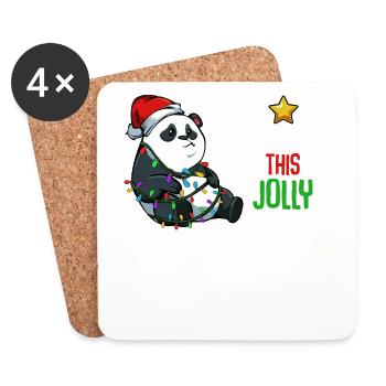 Panda mit Lichterkette Weihnacht - Untersetzer (4er-Set) - Weiß - Vorne