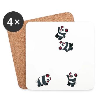 Panda Musiknoten Muster - Untersetzer (4er-Set) - Weiß - Vorne