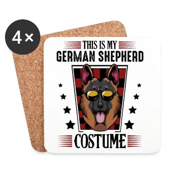 Sonnenbrillen-Schäferhund im Retro-Look - Untersetzer (4er-Set) - Weiß - Vorne