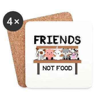 Friends Not Food – Süßes Vegan Tierschutz Shirt mi - Untersetzer (4er-Set) - Weiß - Vorne