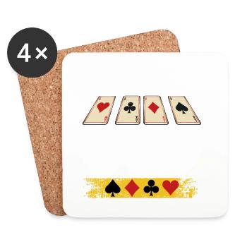 Geldausgabe Shirt mit Pokerkarten - Untersetzer (4er-Set) - Weiß - Vorne