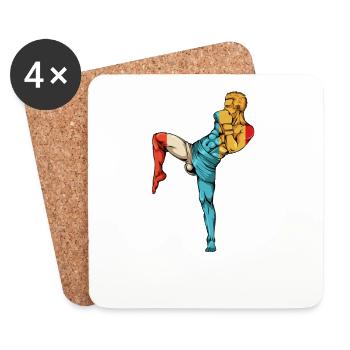 Kickboxing Power Silhouette - Coasters (set of 4) - white - Front