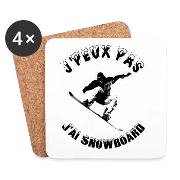 j'peux pas j'ai snowboard - Dessous de verre (lot de 4) - blanc - Devant