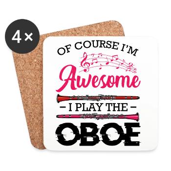 Pink music sheet music graphic - Coasters (set of 4) - white - Front
