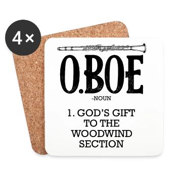 Clarinet black and white illustration - Coasters (set of 4) - white - Front